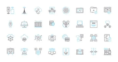 Digital innovation linear icons set. Disruption, Creativity, Transformation 스톡 일러스트