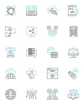 Digital innovation linear icons set. Disruption, Creativity, Transformation イラスト素材