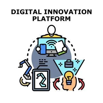 Digital innovation platform developing new business concepts イラスト素材