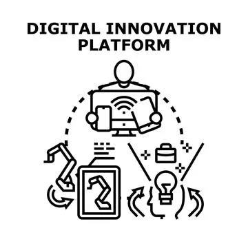 Digital innovation platform developing new business concepts イラスト素材