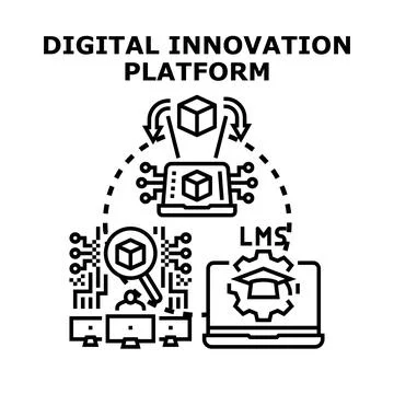 Digital innovation platform generating learning management systems Stock Illustration