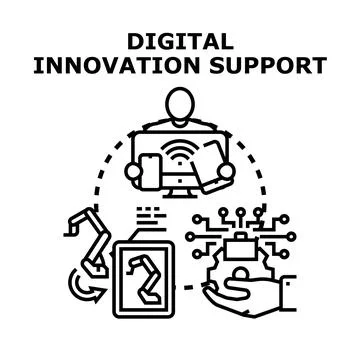 Digital innovation support connecting new technology concepts Stock Illustration