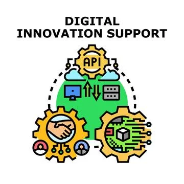 Digital innovation support development and business collaboration イラスト素材