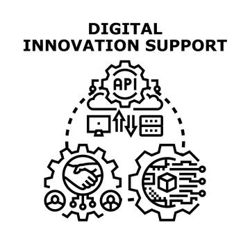 Digital innovation support development and business collaboration Stock Illustration