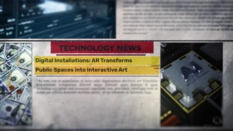 Digital Installations AR Transforms Public Spaces into Interactive Art new Stock Footage 317057576