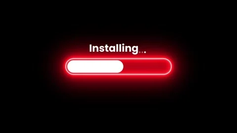Digital installing progress bar neon animation isolated on black background Video stock 328030211
