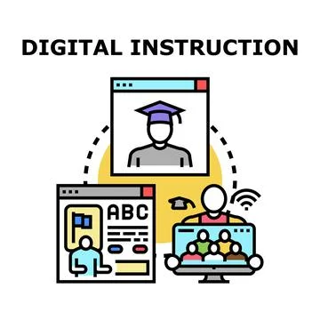 Digital instruction concept for online education and learning Stock Illustration