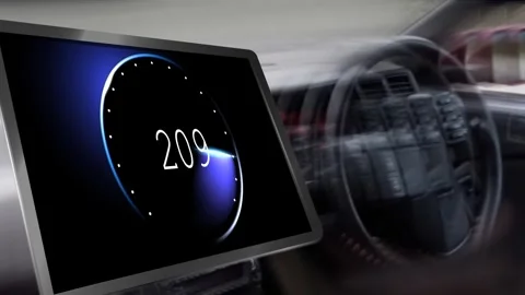 The digital instrument panel in the car tablet. Graphic design of different skin Stock Footage 288297677