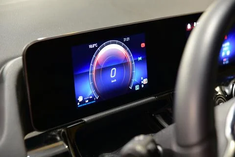 Digital instrument panel in a modern car Stock Photos