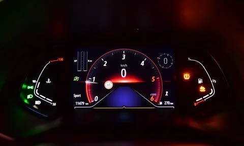 Digital instrument panel in a modern car Stock Photos