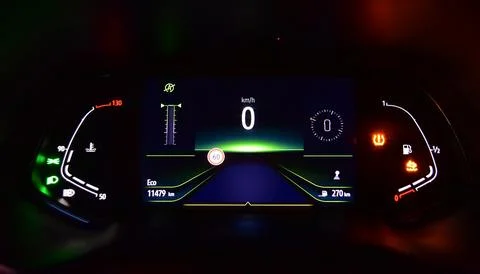 Digital instrument panel in a modern car Stock Photos