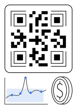 Digital Integration QR Code and Financial Growth with Data Analytics イラスト素材