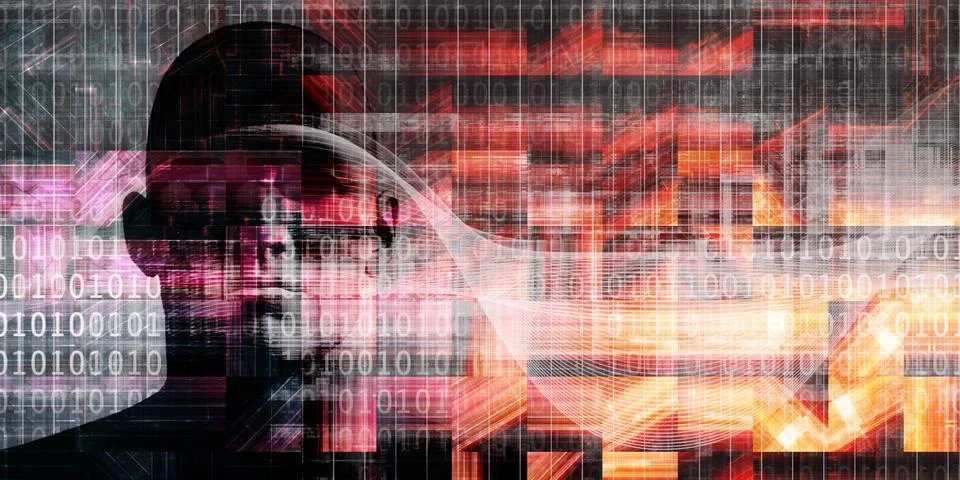 Digital Intelligence and Cognitive Computing Background Stock Illustration