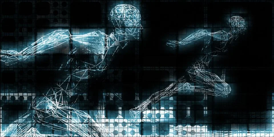 Digital Intelligence Battle In Modern Tech Arena Illustrazione stock