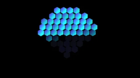 Digital Intelligence Brain Icon with Sequential Hexagonal Indigo Cyan Illum.. Stock-Footage 346202123