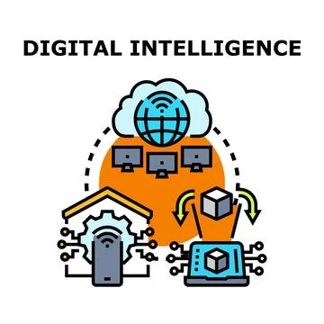 Digital intelligence concept developing smart technology system Ilustración de archivo