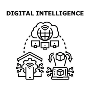 Digital intelligence concept developing smart technology system Stock Illustration