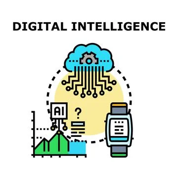 Digital intelligence processing data for artificial analytics Stock Illustration