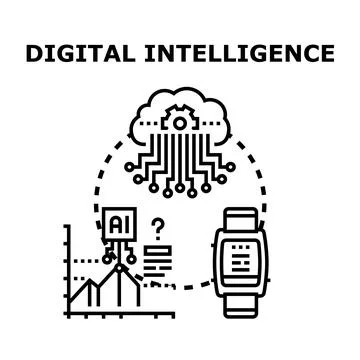 Digital intelligence processing data for artificial analytics Stock Illustration