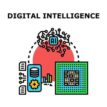 Digital intelligence system processing data for artificial learning 스톡 일러스트