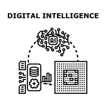 Digital intelligence system processing data for artificial learning 스톡 일러스트