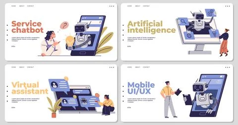 Digital Interaction and AI Technology for Improving User Experience Stock Illustration