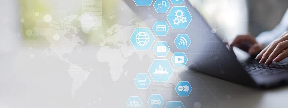 Digital Interaction and Data Visualization for Business Insights on a Wide Ba Stock Photos