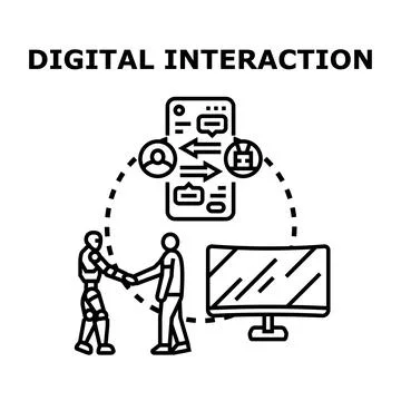 Digital interaction collaborating with artificial intelligence technology Stock Illustration