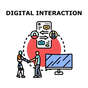 Digital interaction collaborating with artificial intelligence technology Stock Illustration