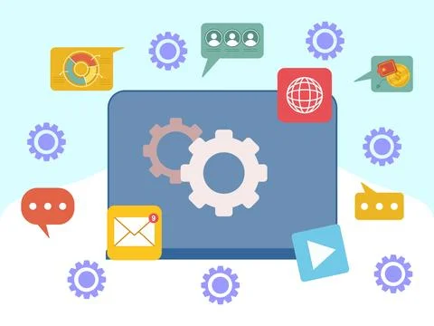 Digital Interaction Concept Illustration Style Stock Illustration