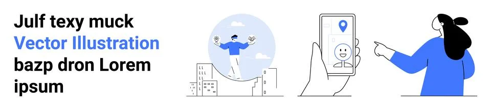Digital Interaction Concepts with Smartphone Mapping and Virtual Communicat.. Ilustración de archivo