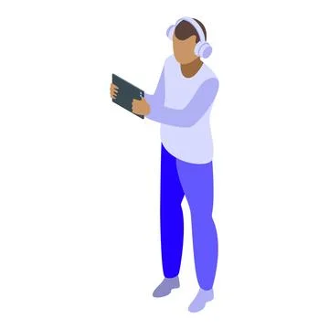 Digital interaction icon, isometric style Illustrazione stock