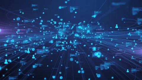 Digital Interaction Network Nodes Social Media Data Mining Stock Footage 302887277