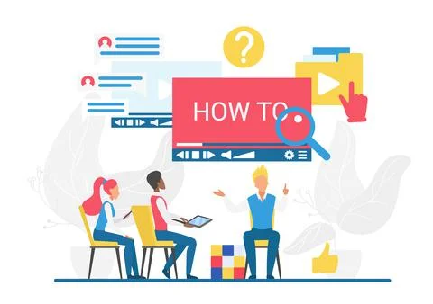 Digital interactive guidance video tutorials Stock Illustration