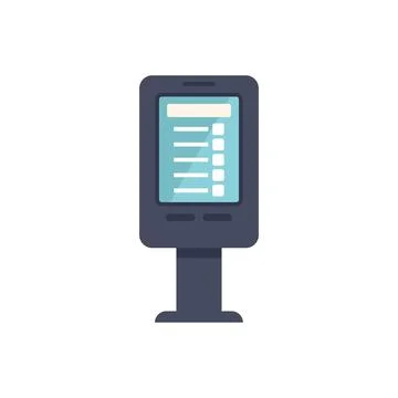 Digital interactive information kiosk displaying menu on white background Stock Illustration