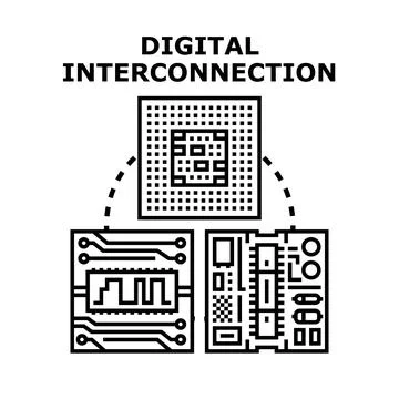Digital interconnection of electronic components and circuit boards Ilustración de archivo