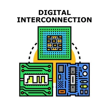 Digital interconnection of electronic components and circuit boards Stock Illustration