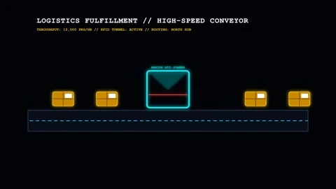 Digital Interface and Text Elements on Dark Background Screen Stock Footage 343284938