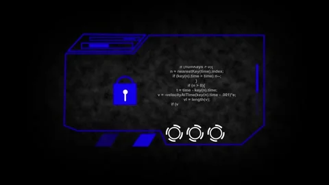 Digital interface animation with lock icon. Digital interface blue security.. Stock Footage 337618423