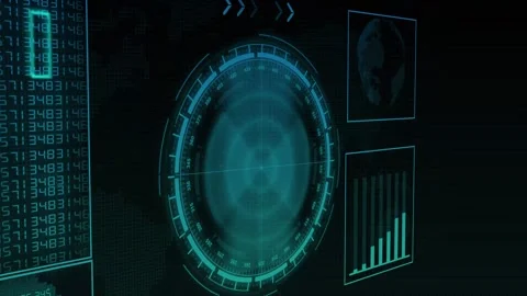 Digital interface animation with radar data. Digital interface futuristic d.. Stock Footage 337022260