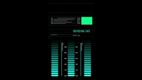 Digital Interface with Audio Visualizer and Data Analytics Display Stock Footage 341917856