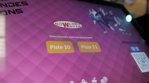 Digital interface for bowling alley lane selection and payment using QR Stock Footage 292912604