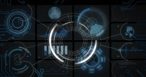 A digital interface with computer circuit board elements Stock Footage 315639886