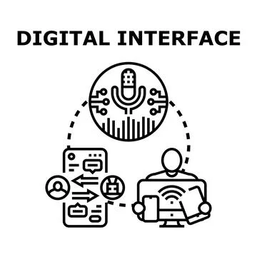 Digital interface concept connecting voice control devices and users Stock Illustration