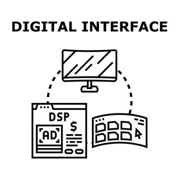 Digital interface concept illustrating the connection between a demand side p 스톡 일러스트