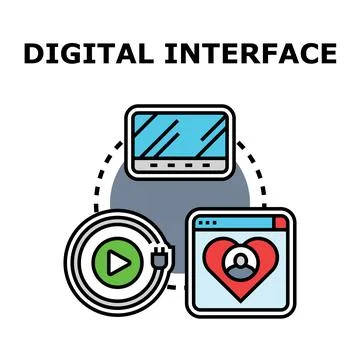 Digital interface connecting media, social network, and devices 스톡 일러스트