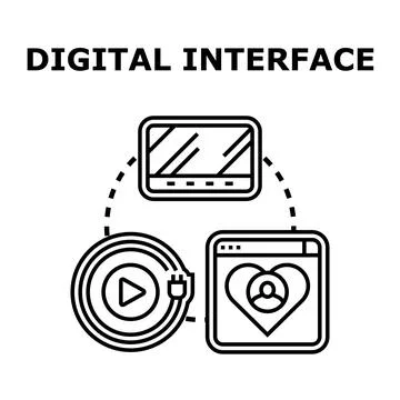 Digital interface connecting media, social network, and devices Stockillustratie