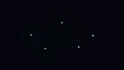 Digital interface consisting of glowing circular targets on a dark background Video stock 338310921