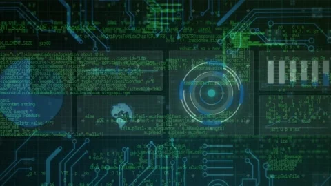 Digital interface with data processing against microprocessor connections on Video stock 220400869