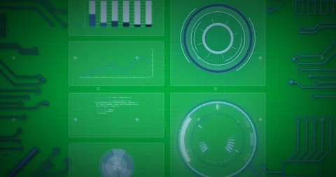 Digital interface with data processing against microprocessor connections on Stock Footage 325295084